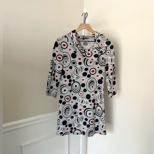 FUNSPORT Polka Dot Knit Tunic Sweater Dress Cowl 80s Retro Women’s Small